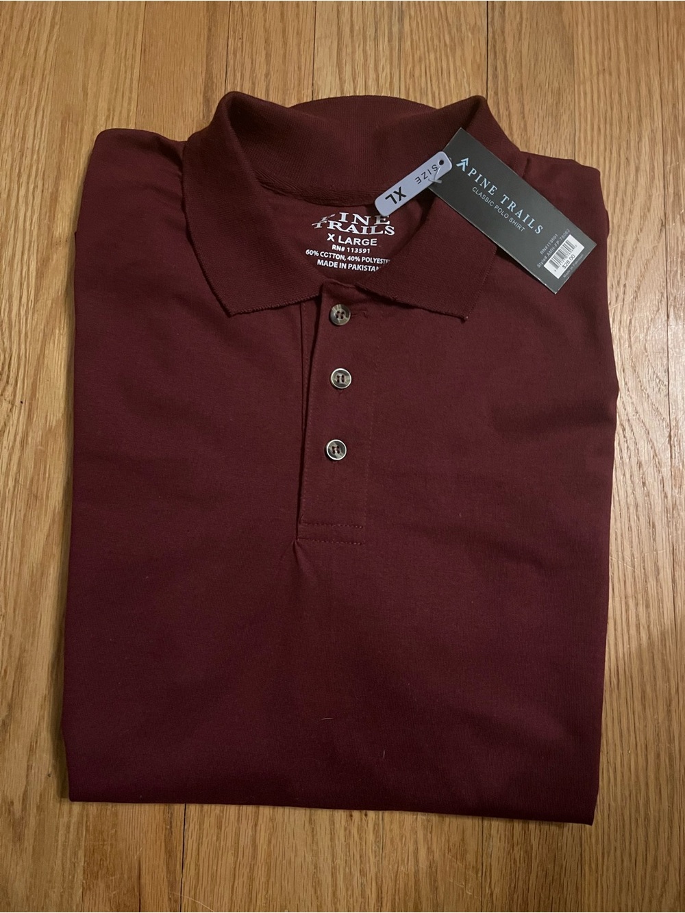Pine Trails Men’s Polo Shirt - Burgundy - XL